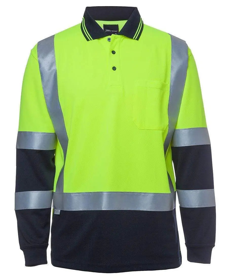 JB'S Hi-Vis Long Sleeve H Pattern Trad Polo 6DHL Metro Workwear.